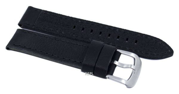 Black Ratio Brand Leather Strap 22mm