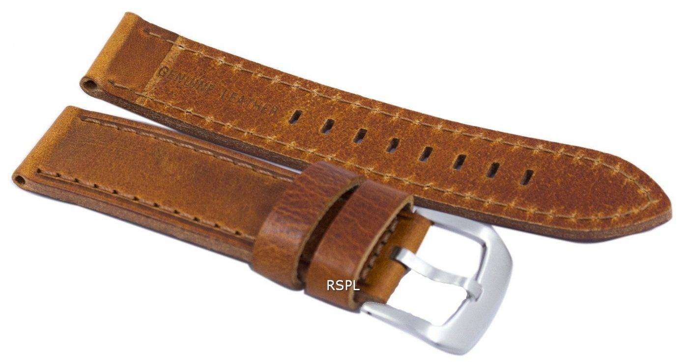 Brown Ratio Brand Leather Watch Strap 22mm For SKX007, SKX009, SKX011